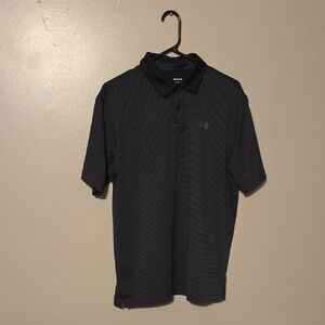 Under Armour Performance Polo Golf Shirt Black Gray Mens Size Large